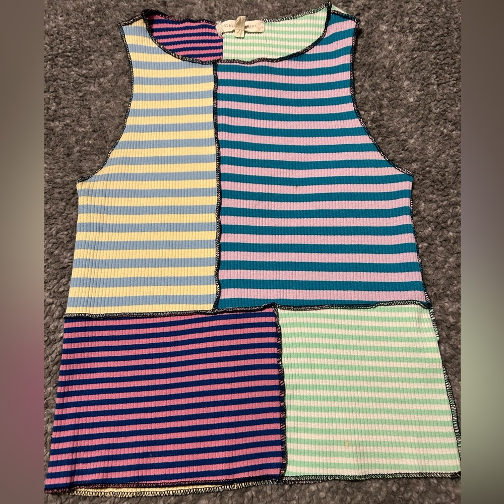 Gilded Intent Multicolor Striped Patchwork Tank - image 1